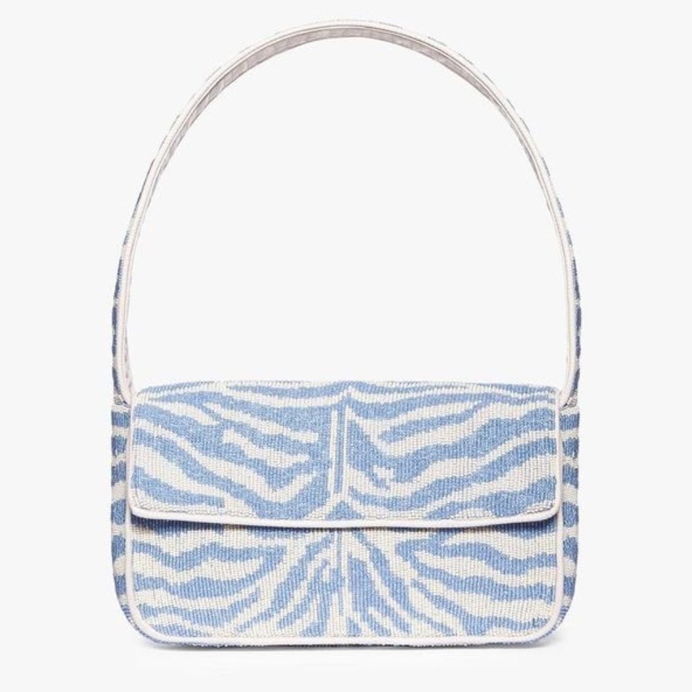 NWT STAUD TOMMY BEADED BAG | LIGHT BLUE CREAM
